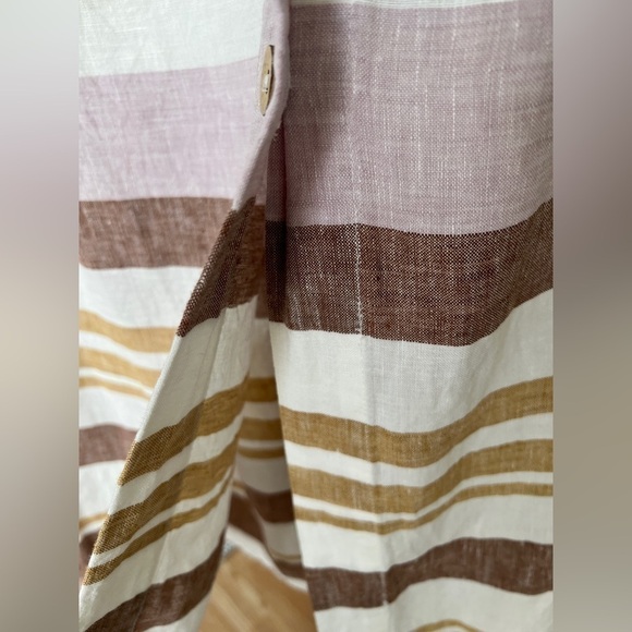 Rachel Zoe Women’s White Pink & Tan Striped 100% Linen Button Front Skirt Size S - Picture 11 of 12